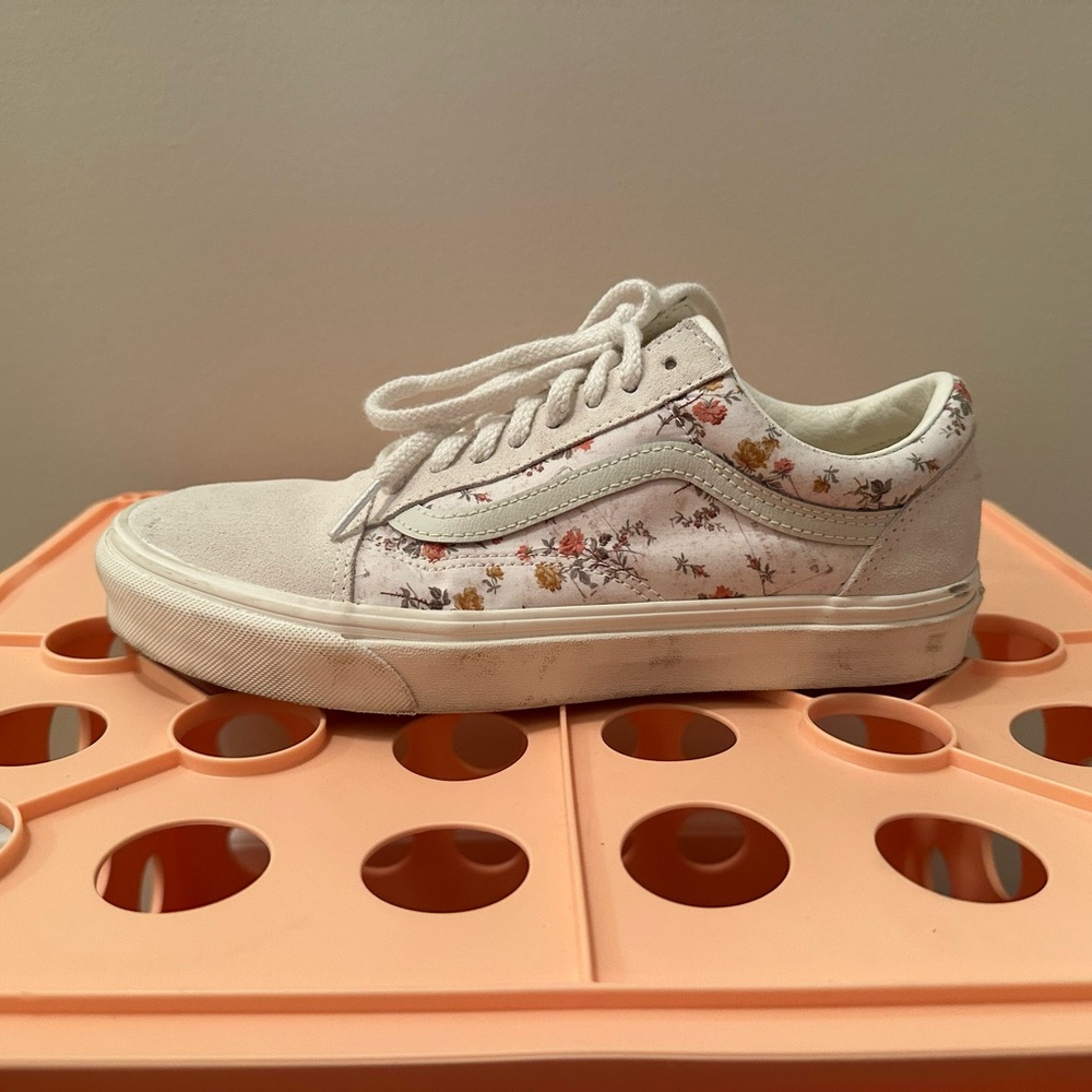 Vans White Floral Old Skool Sneakers